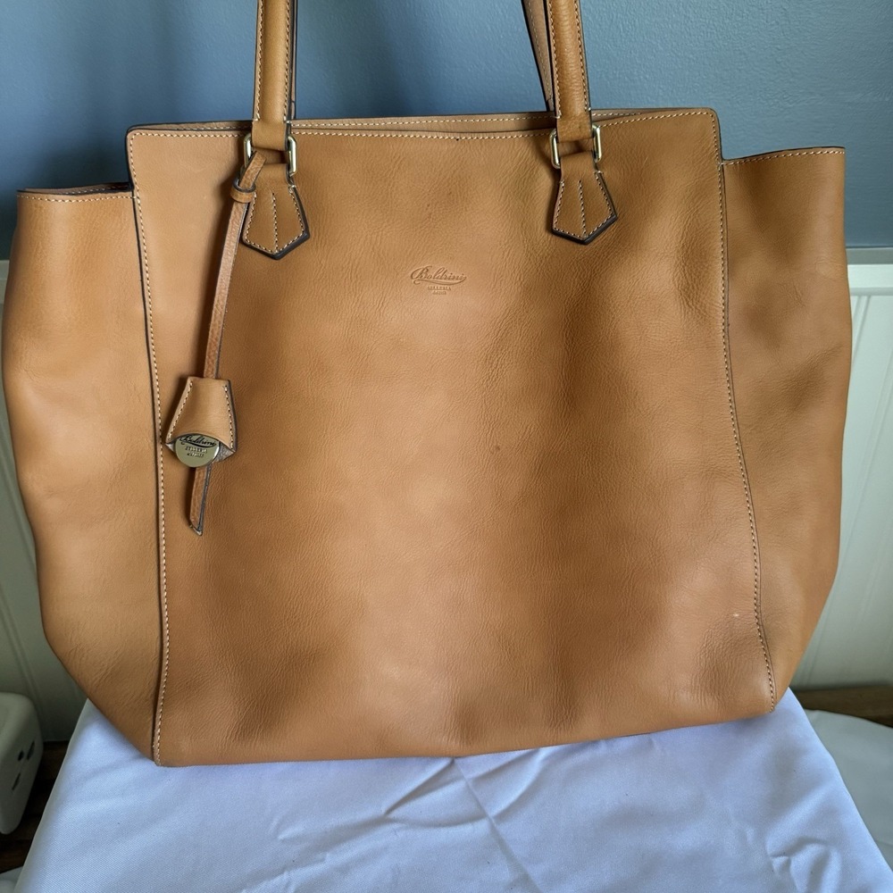 BOLDRINI SELLERIA Italy Florentine Leather Cognac Brown Large Purse Shoulder Bag